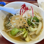 ほとめき庵 - ミニちゃんぽんですが、スープはさっぱりして、野菜も多めで普通に美味しかったです。