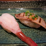 やはしら すし勘 - あぶりトロとぼたん海老