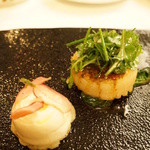 マダム・トキ - 北海道野付産天然ホタテのポワレ　カリフラワーとアンチョビのムースリーヌ
                                