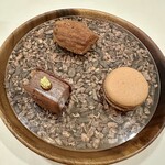 レストラン ラ・フロレゾン・ドゥ・タケウチ - ショコラのマドレーヌ　マカロン　チョコレートテリーヌ