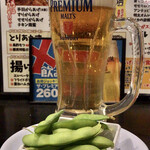 奈良駅前応援団 大分からあげと鉄板焼 勝男 - ビール大とお通し