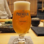 寿し 京町堀 佐藤 - 生ビールはプレモル香るエール