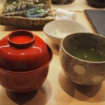 Sushi Kyoumachibori Satou - 味噌汁 ＆ お茶