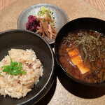 六雁 - 六雁(鯛ご飯、布海苔と豆腐味噌汁、香の物)