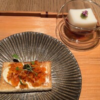 六雁 - 六雁(桜海老のおやき、胡麻豆腐)