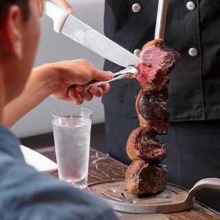 Very popular all-you-can-eat Churrasco