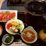 Ajinosato Otafuku - 「まぐろあぶり鉄板定食」。