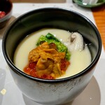 Sushisho Nomura - イクラ&紫雲丹&菜の花載せ茶碗蒸し