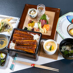 Luxurious set meal only available for dinner. ``Enshu Yuzen'' with eel jus and seasonal dishes