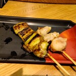 Kushi dori - なす焼き、岩下新生姜の豚巻き