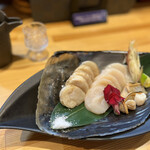 北新地ここの - タイラギ貝の作り。大きい！