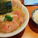 焼きあご煮干しらぁめん はなかぜ - 特製焼きあご煮干し塩らぁめん(¥1,100)+ライス(¥200)