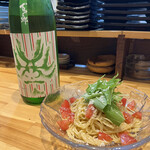 北新地ここの - 冷製トマトパスタが合う日本酒と書いてあったので、作れませんか？って頼んだら、本当に出てきた！