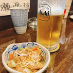 辰巳屋肉店 - 生ビール＆本日のお通し