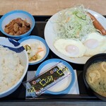 Matsuya - ソーセージエッグW定食(ご飯特盛り)
