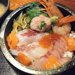 Sushi Tofuro - 海老、ネギトロ、マスの子、サーモン、ヒラメ、玉子焼き、松前漬