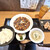 串かつ フジケン - 料理写真:麻婆豆腐、ごはん・スープ・漬物、唐揚げ２個