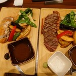 欧風食堂 プティポワ - 左　鶏のグリル　　右　牛肉のグリル