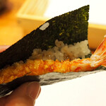 天婦羅 みやしろ - 海老天海苔巻き