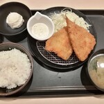 松のや - アジフライ定食￥740＆ポテサラ￥70