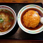 田浦飯店 - 料理写真:天津飯 S  ＋  ラーメン  ( 醤油 )