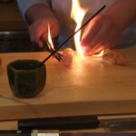 登喜和鮨 - クロムツの脂で炎が上がりました