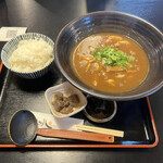 Minehachi - 牛スジ煮込カレーうどん 950、白ご飯 180円