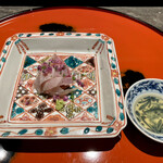 ななにん - 昆布締めイサキ、自家製梅干しの煎り酒