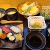 야마자쿠라 - 寿司御膳(税込1,500円)
                寿司5貫、天麩羅5種、サラダ、焚き合わせ、茶碗蒸し、味噌汁、わらび餅
