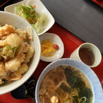 名物げそ天丼と自家製うどん お多福 - セット1200円