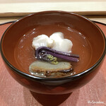 御料理 寺沢 - 鮎魚女と蓬麩､蕨に吸口に花柚の椀