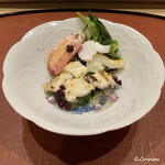 御料理 寺沢 - 穴子白焼､槍烏賊､毛蟹､甘草､花穂紫蘇､むら芽紫蘇の土佐酢ジュレ掛け