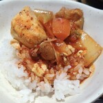 コッテジ - ご飯に豆腐チゲ（激辛）をかけて