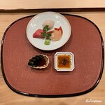 御料理 寺沢 - 河豚に天然本鮪トロにボタン海老の造り