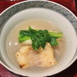 銀座 しのはら - 鍋）甘鯛の唐揚げ、蛤、うるい