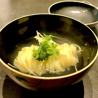 串揚げPyon - 春菊のスープパスタ　お出汁とほろ苦さが美味しい