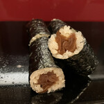 蛇の市 - 締めの干瓢巻き。ワサビともよく合う。少し醤油を付けても美味い。