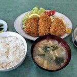 まいこや - 日替わり定食ミックスフライ。ロース、ヒレ、ハム。