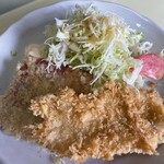 大豪 - らあめん定食のチキンカツとハムカツ