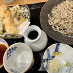そばと天ぷら 楽山 - 大海老天盛り蕎麦