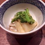 弧柳 - 針烏賊(明石)  イカ肝柚子胡椒　菜の花