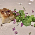 弧柳 - 焼肴:のどぐろ(能登)  碓井豌豆(羽曳野市)  花穂紫蘇　ナスタチウム　えんどう豆の蔓