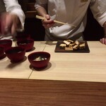 弧柳 - 御飯:桜鱒(北海道)  行者ニンニク　キヌヒカリ(高槻市)  摺り胡麻