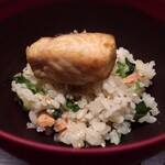 弧柳 - 御飯:桜鱒(北海道)  行者ニンニク　キヌヒカリ(高槻市)  摺り胡麻