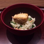 弧柳 - 御飯:桜鱒(北海道)  行者ニンニク　キヌヒカリ(高槻市)  摺り胡麻