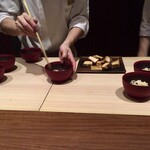 弧柳 - 御飯:桜鱒(北海道)  行者ニンニク　キヌヒカリ(高槻市)  摺り胡麻