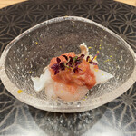 啝心 DAIA - 甘海老の昆布締めとハリイカ、鯛の酒盗和え