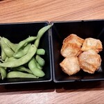 熟成焼肉いちばん  - 枝豆、エビ揚げ餃子