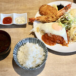 キッチン ひらき - 大海老ハンバーグ定食