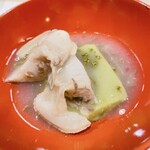 うを徳 - 桑名産　蛤、　薄い豆の豆腐、花山椒